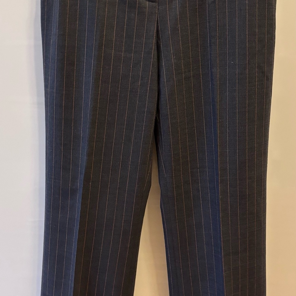 Sample - Pinstriped Charcoal and Brown Straight-Leg Dress Pants